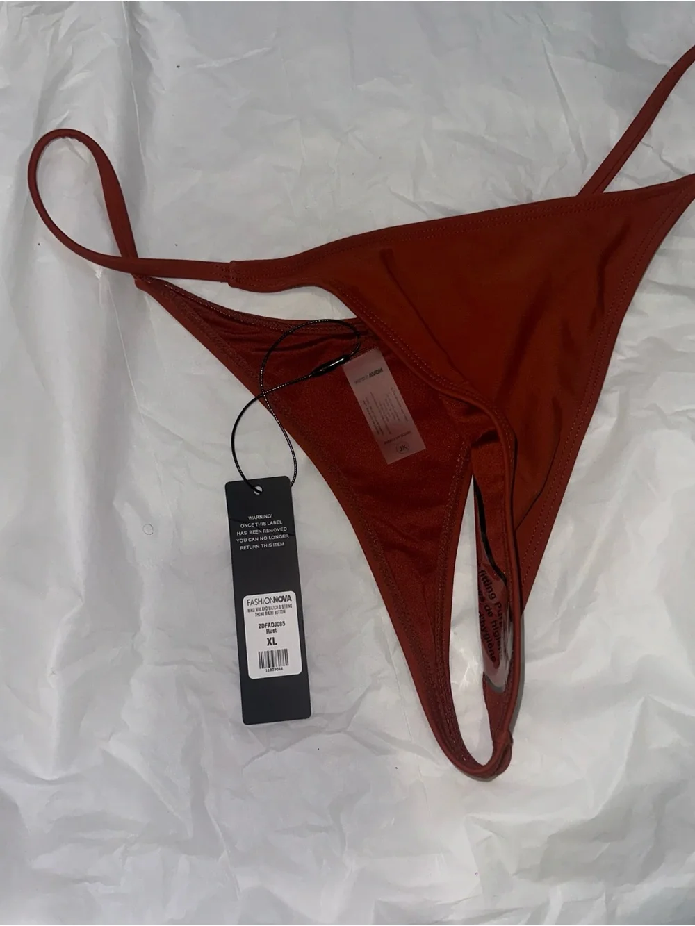 Fashion Nova Rust Red G string thong Bikini Bottom